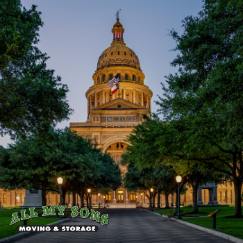 a straight-on shot of the Texas capitol