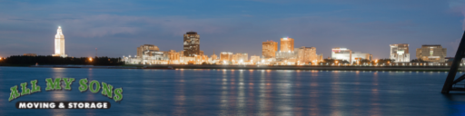 The skyline of Baton Rouge, Louisiana at dusk.